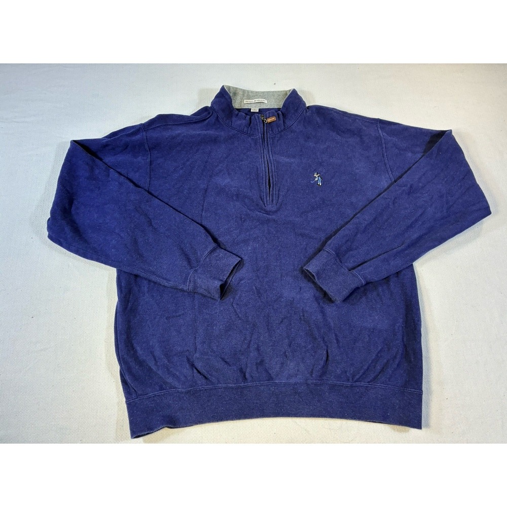 Peter Millar Quarter Zip Pullover Mens Large‎ Blue Golf Sweater Elf Embroidered
